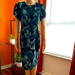 Calvin Klein green and black midi dress